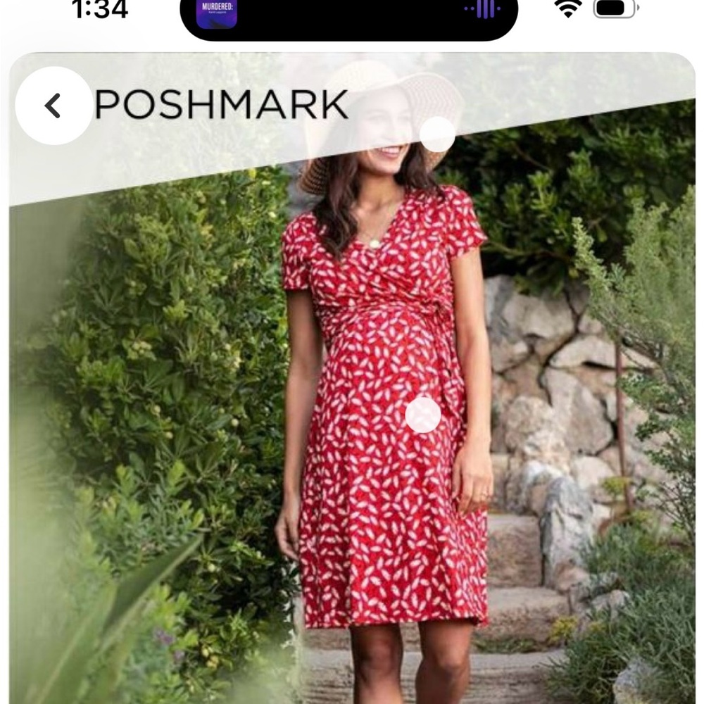 Seraphine Maternity Wrap Nursing Dress Red Daisy Floral
